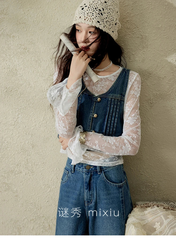 Mishow Retro Deep Blue Denim Vest Coat MXE16W0750