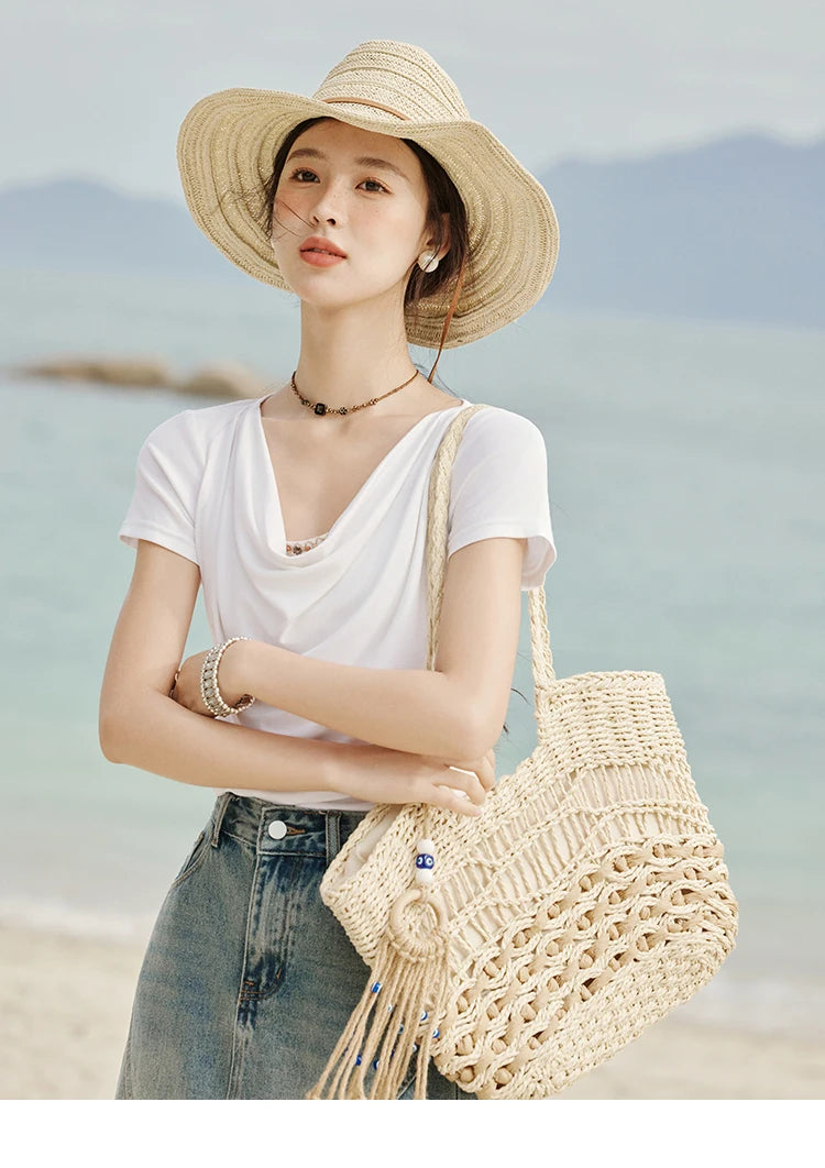 Mishow Swing Collar Shell Ribbon Tee MXE33T0524