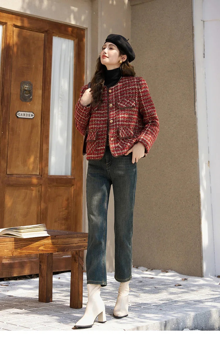 Mishow Luxury Wool Blend Tweed Jacket MXC57Y0021