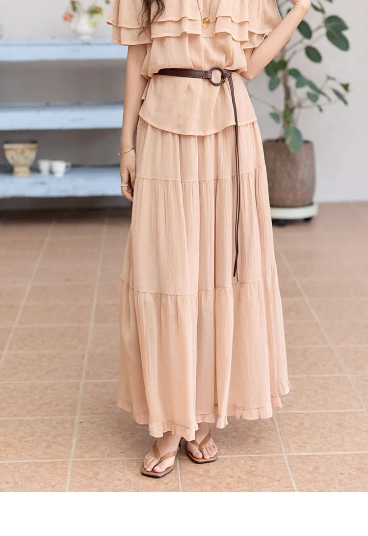 Mishow Lotus Leaf Edge Off Shoulder Top & Elastic Skirt Set MXE36T0637
