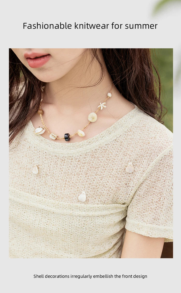 Mishow Solid Knit Fold Detail Office Tee MXE32Z1232