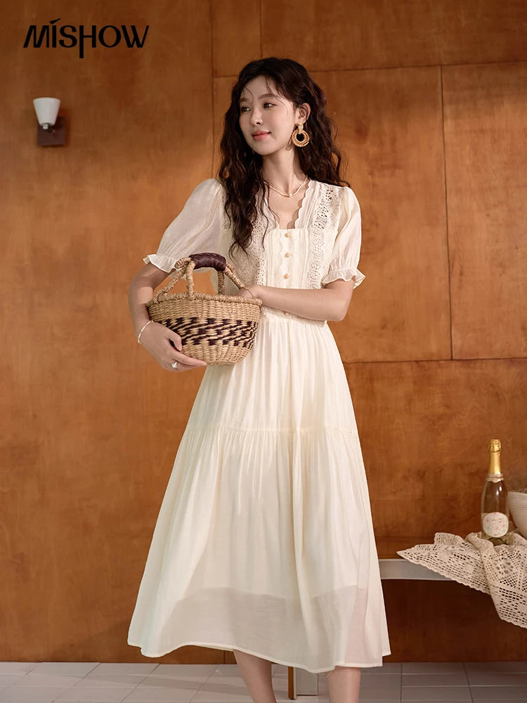 Mishow French Hollow Embroidery Fairycore Dress MXD31L1981