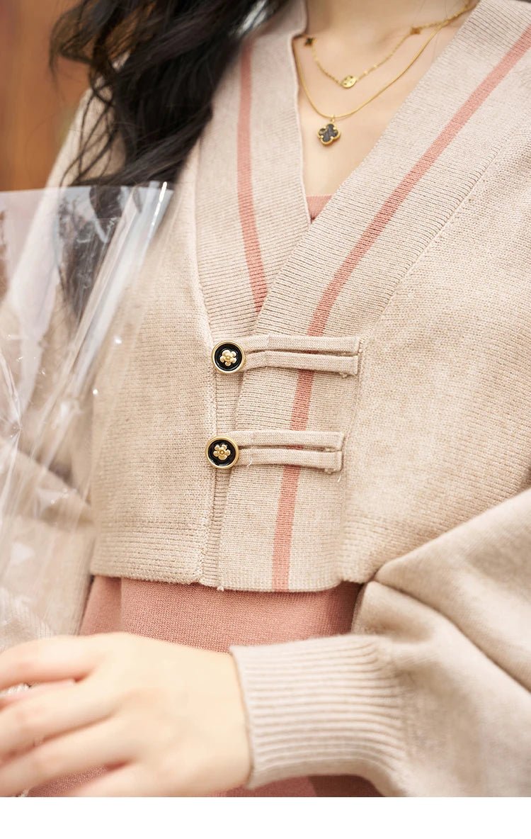 MISHOW Knitted Lantern Sleeve Sweater Dress MXC46L1589