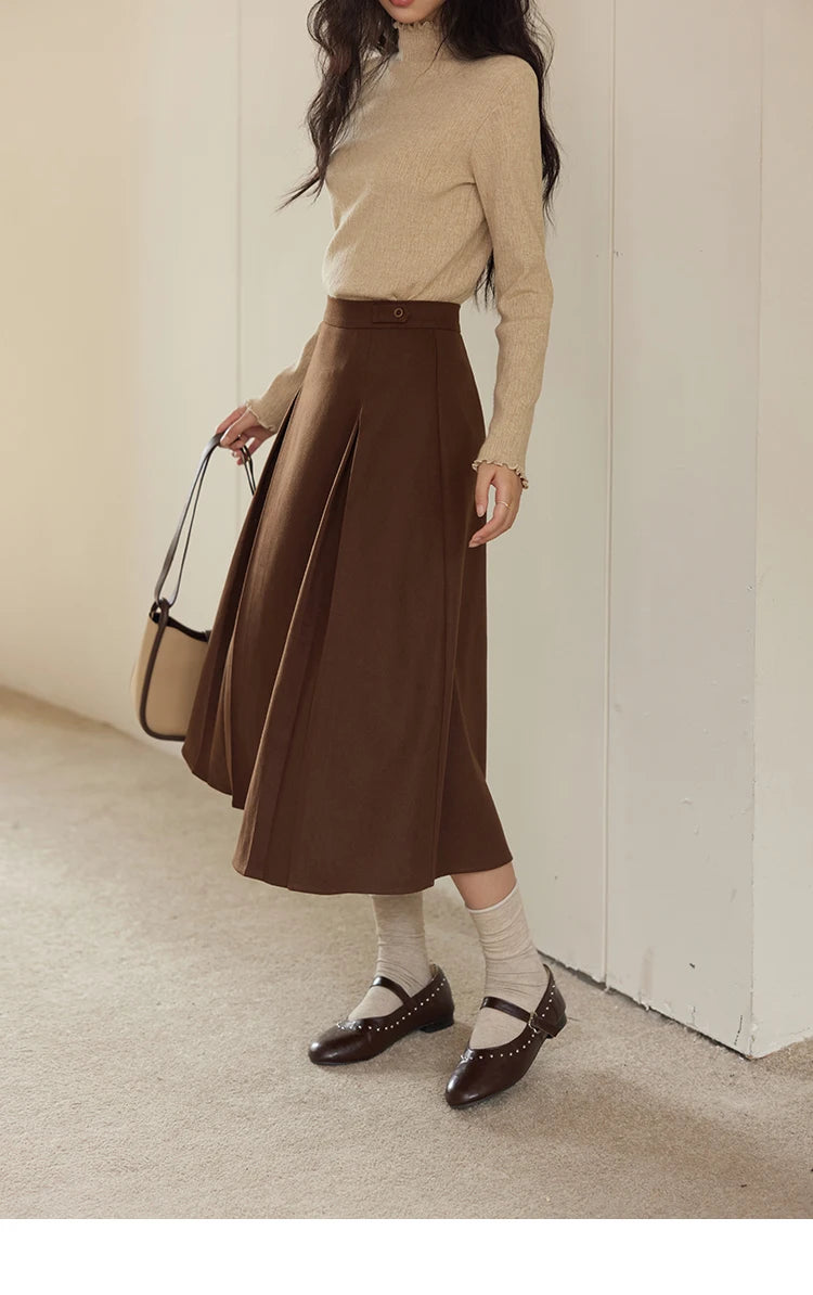 Mishow Plaid Tweed Jacket & Pleated Midi Skirt Set MXD46W0460