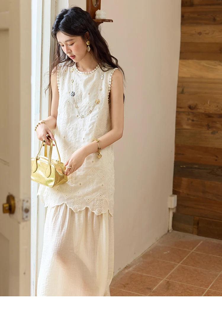 Mishow French Embroidery Fake Two-Piece Vest Dress MXE34L2311
