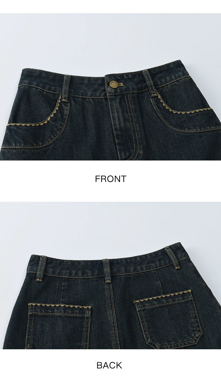 MISHOW High Waist Slim Denim Skirt Pocket Rear Hem Split MXE41B2379