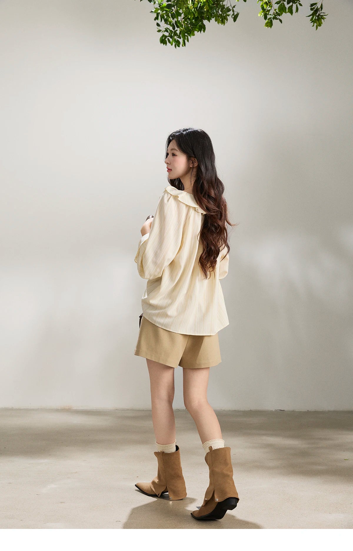 MISHOW Ruffled Collar Striped Shirt Flare Sleeve MXF13C2438