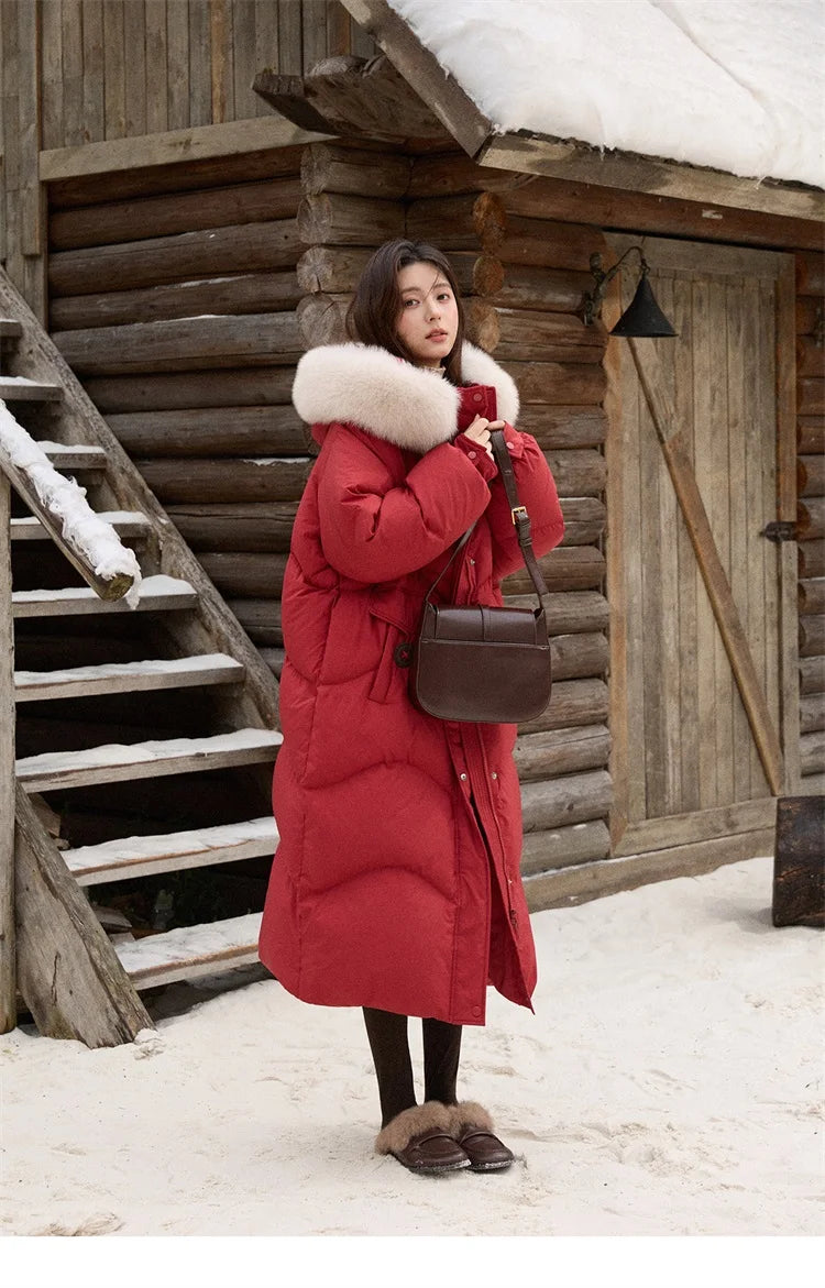 Mishow Fox Fur Collar 90% White Duck Down Jacket MXE51Y0082