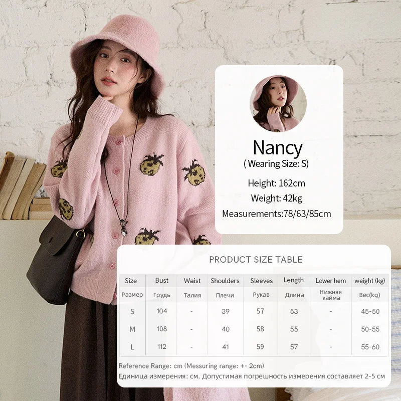 Mishow Funny Pineapple Jacquard Round Neck Cardigan MXE87Z2752