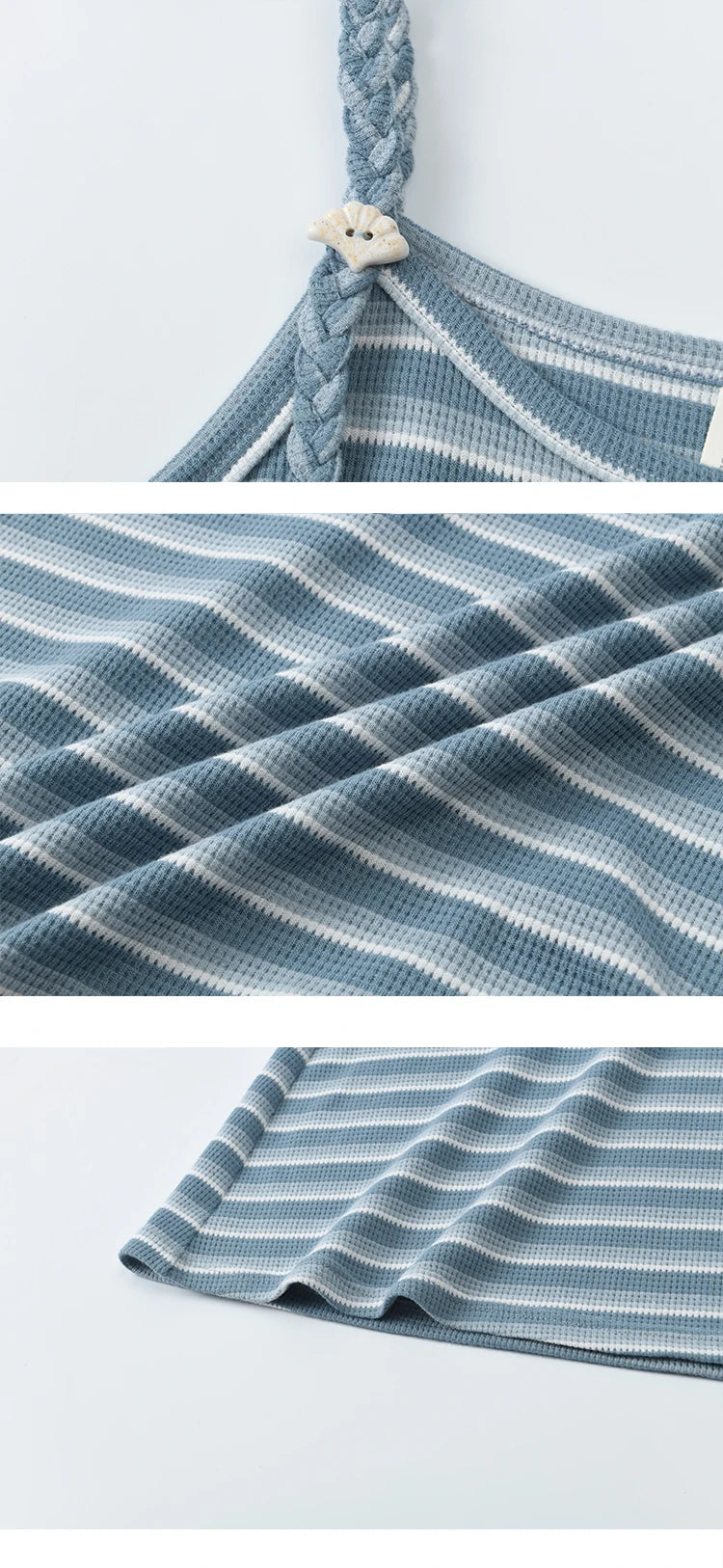 Mishow Blue Striped Camisole Dress & Lyocell Shirt Set MXE34L2285