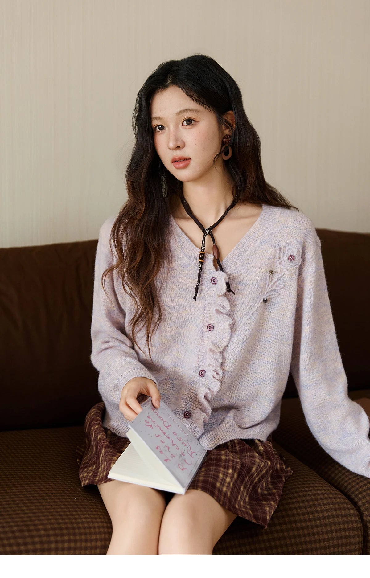 Mishow French Flower Embroidered V-Neck Cardigan MXE47Z2498