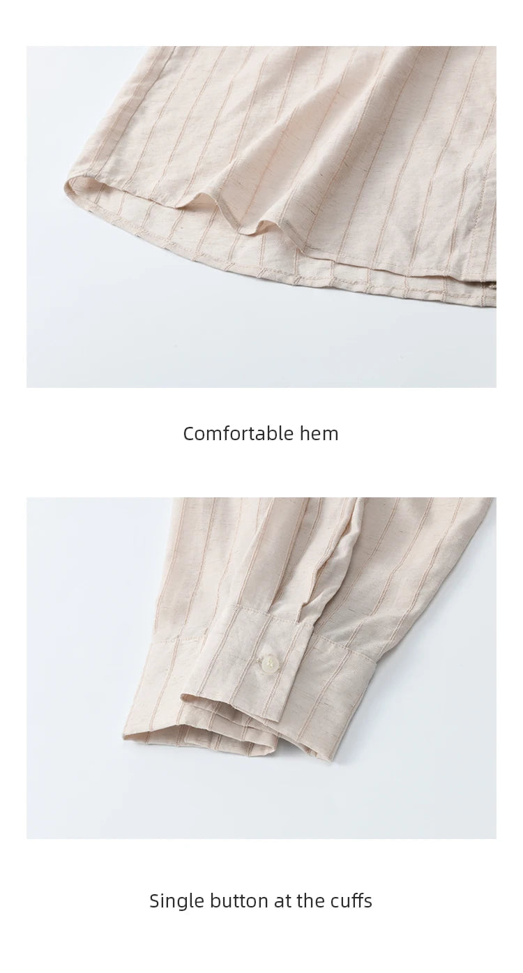 MISHOW Striped Long Sleeve Shirt Turn-Down Collar MXE33C0772