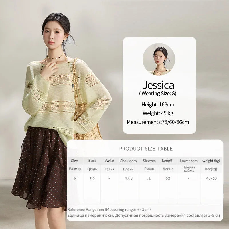 Mishow Pale Yellow Crew Neck Hollow Top MXF13Z3020
