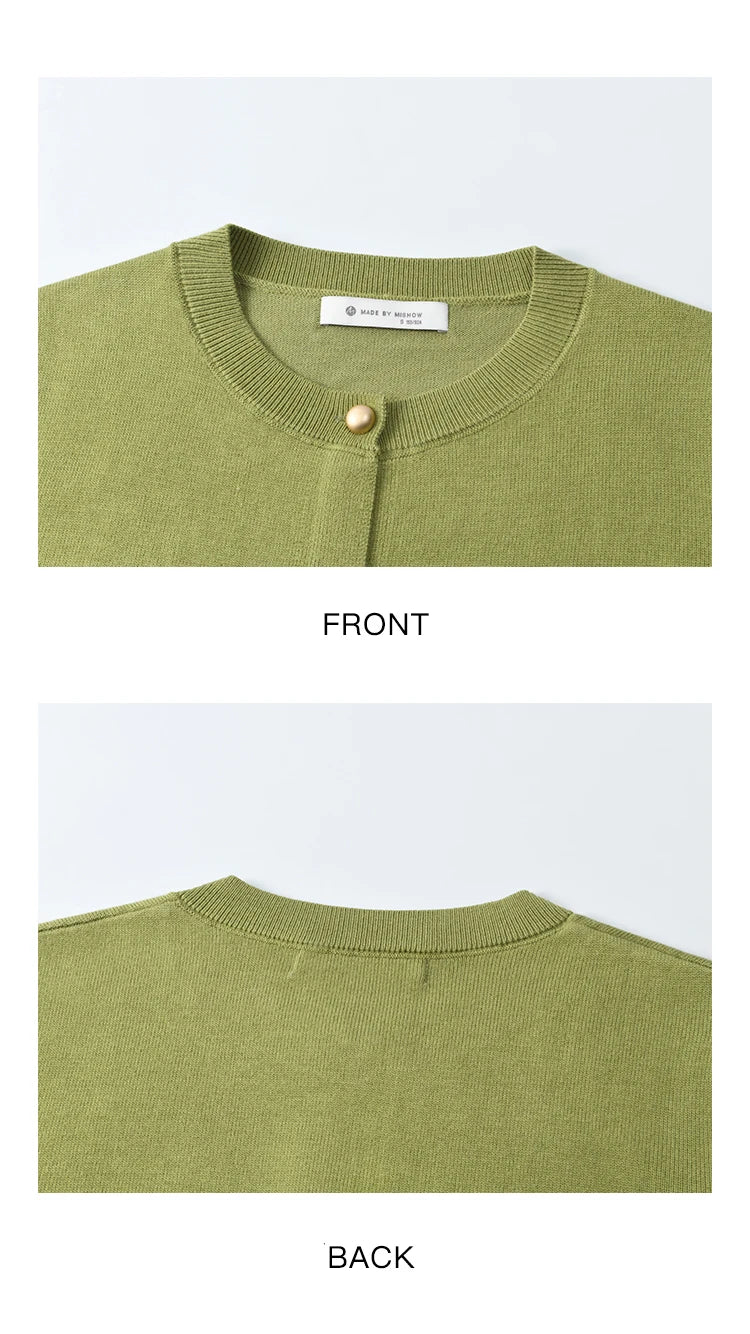 Mishow Avocado Green Metal Button Crochet Cardigan MXE11Z1188