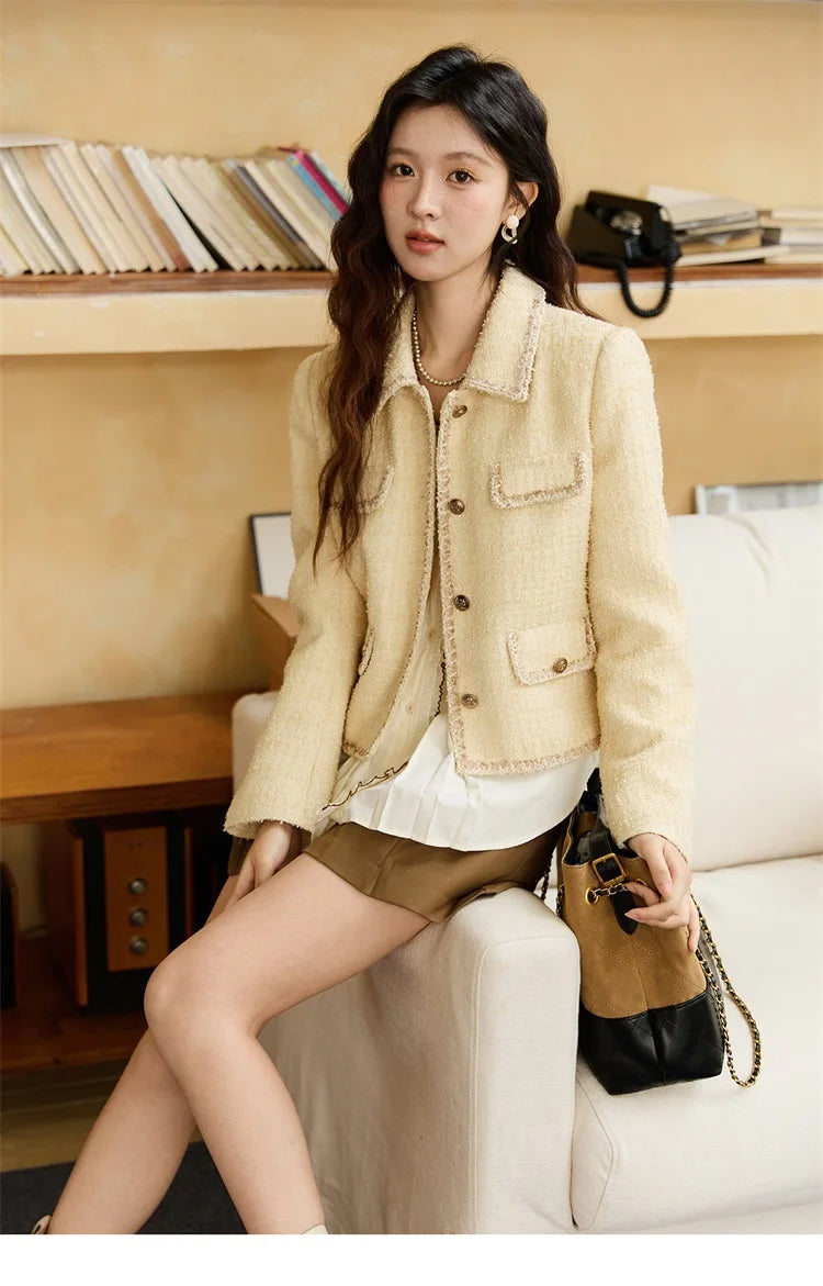 Mishow Fragrant Tweed Metal Button Short Jacket MXE46W0837