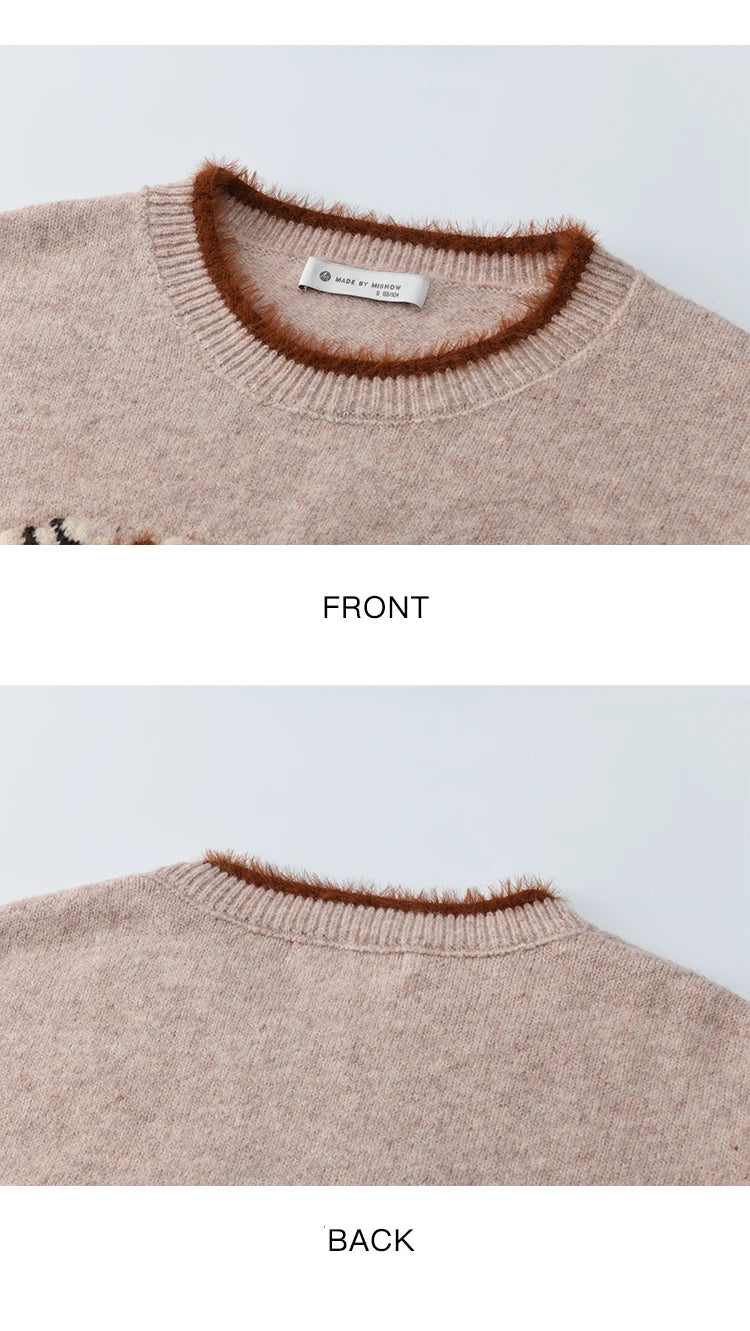 Mishow Horse Pattern Faux Mink Fur Cuff Sweater MXE94Z2863