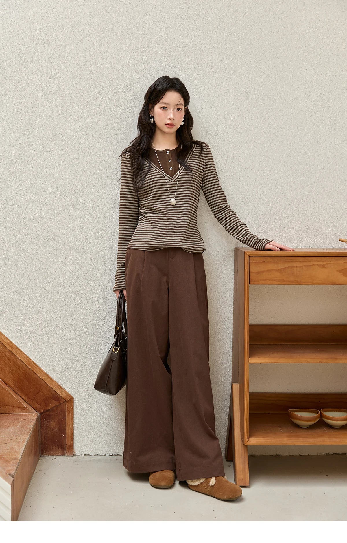 Mishow Retro Fake Two-Piece Striped Top MXE51Z2555