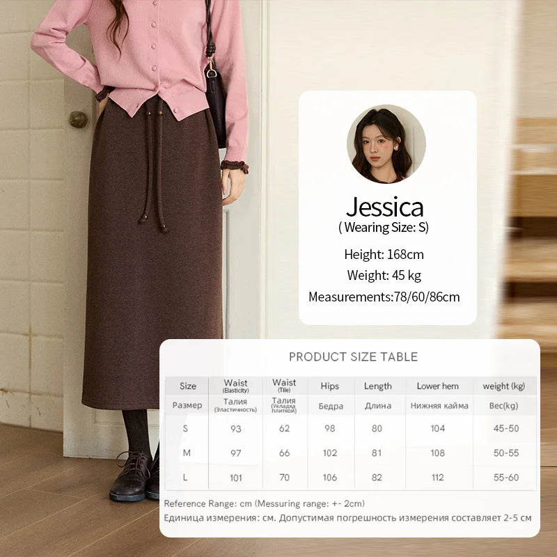 MISHOW Brown Retro High Waist Skirt Back Split Straight Leg MXE90B2447