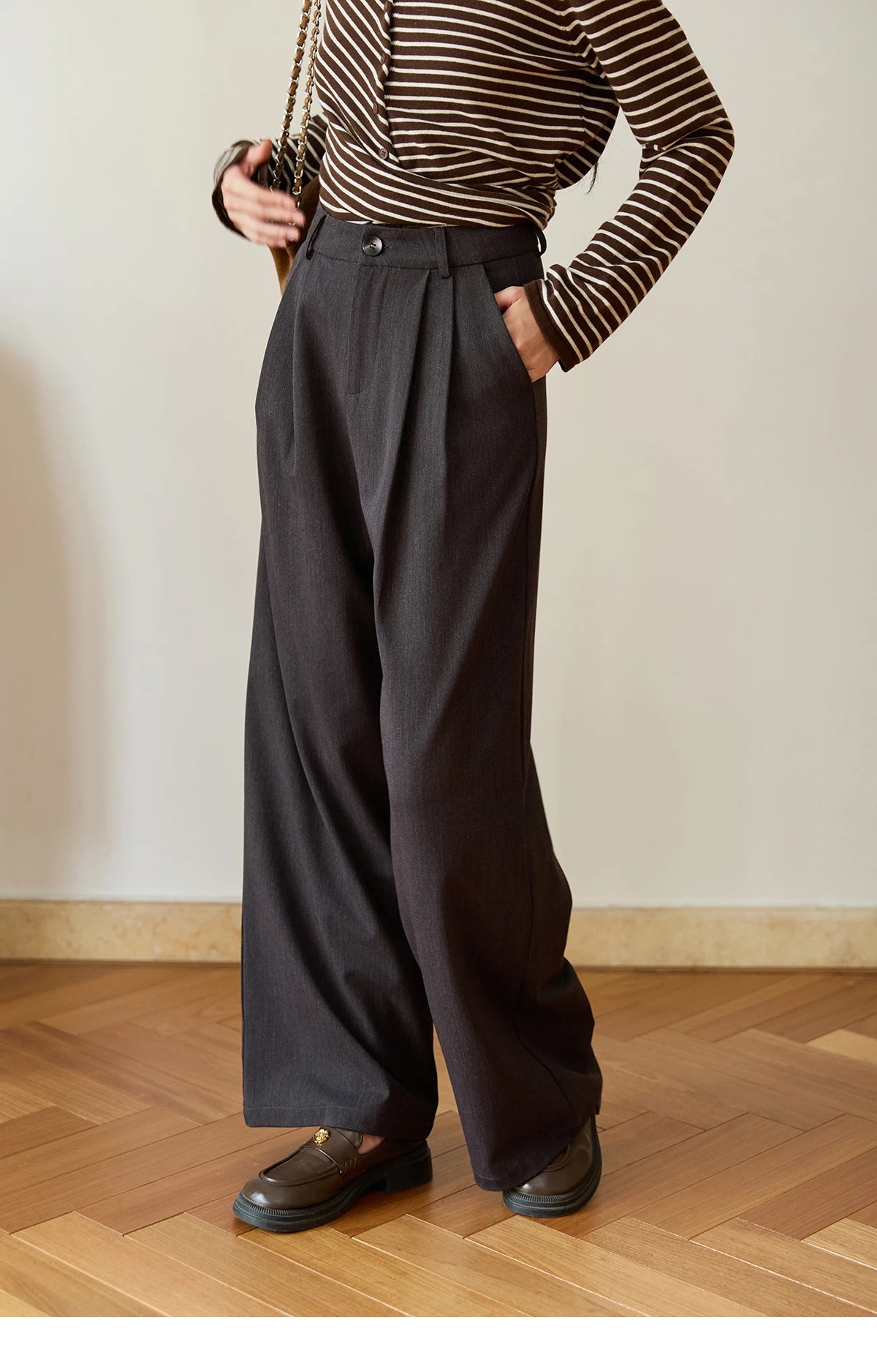 MISHOW Solid Wide-Leg Pants High-Waisted Loose Pockets MXE46K1090
