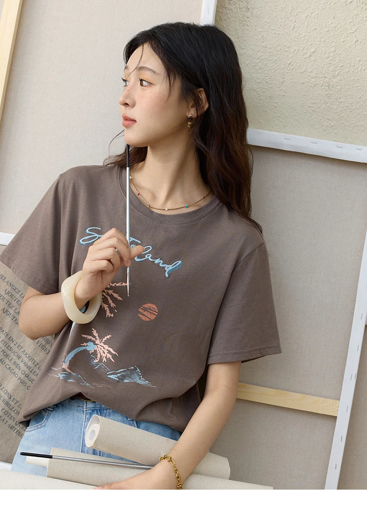 Mishow Cartoon Print Tassel Detail Tee MXE31T0533
