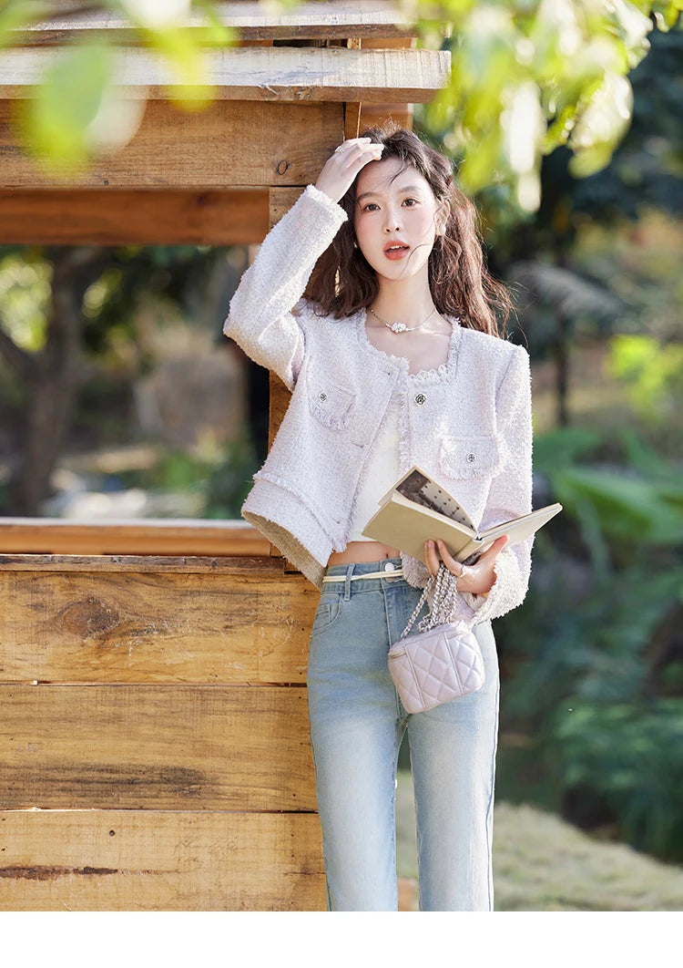 MISHOW Tassel Fragrant Coat Rose Buckle Weave Square Collar MXE13W0733