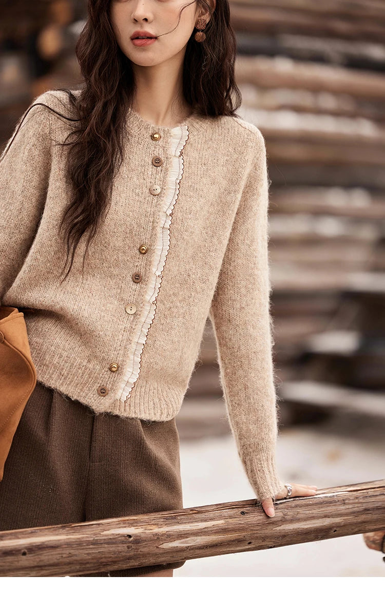 Mishow Spliced Lace Button Cardigan MXD58Z0998