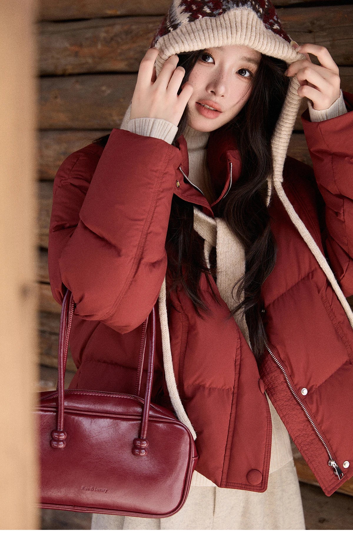 Mishow Christmas Jacquard Hat Down Jacket MXE90Y0086