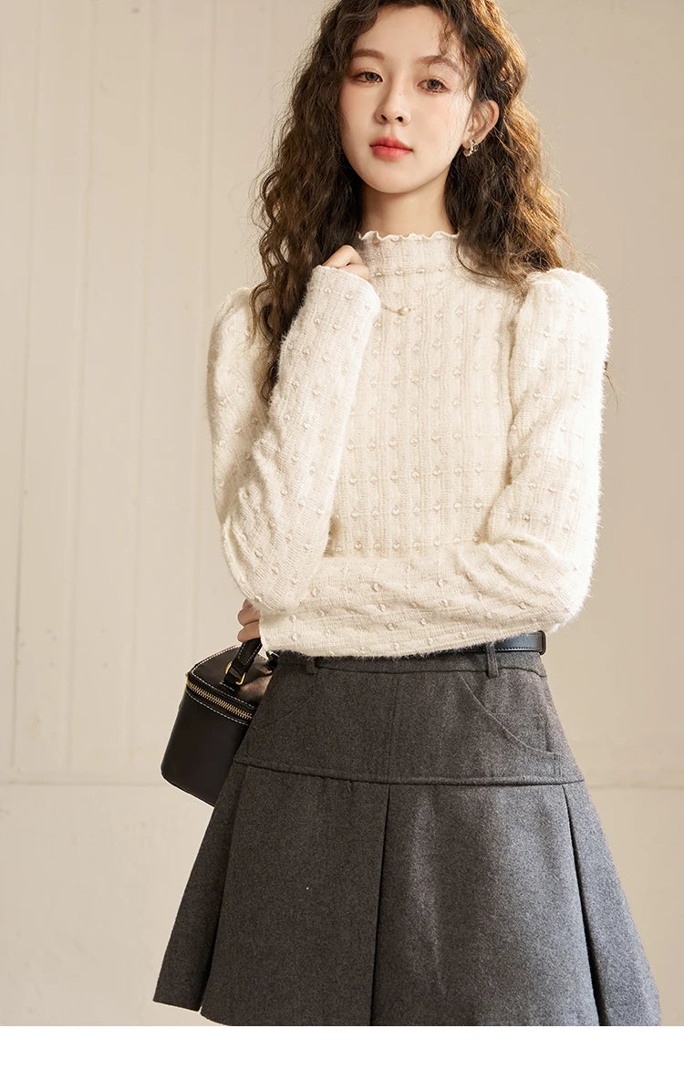 Mishow Lace Mock Neck Bottoming Shirt MXC58Z0481