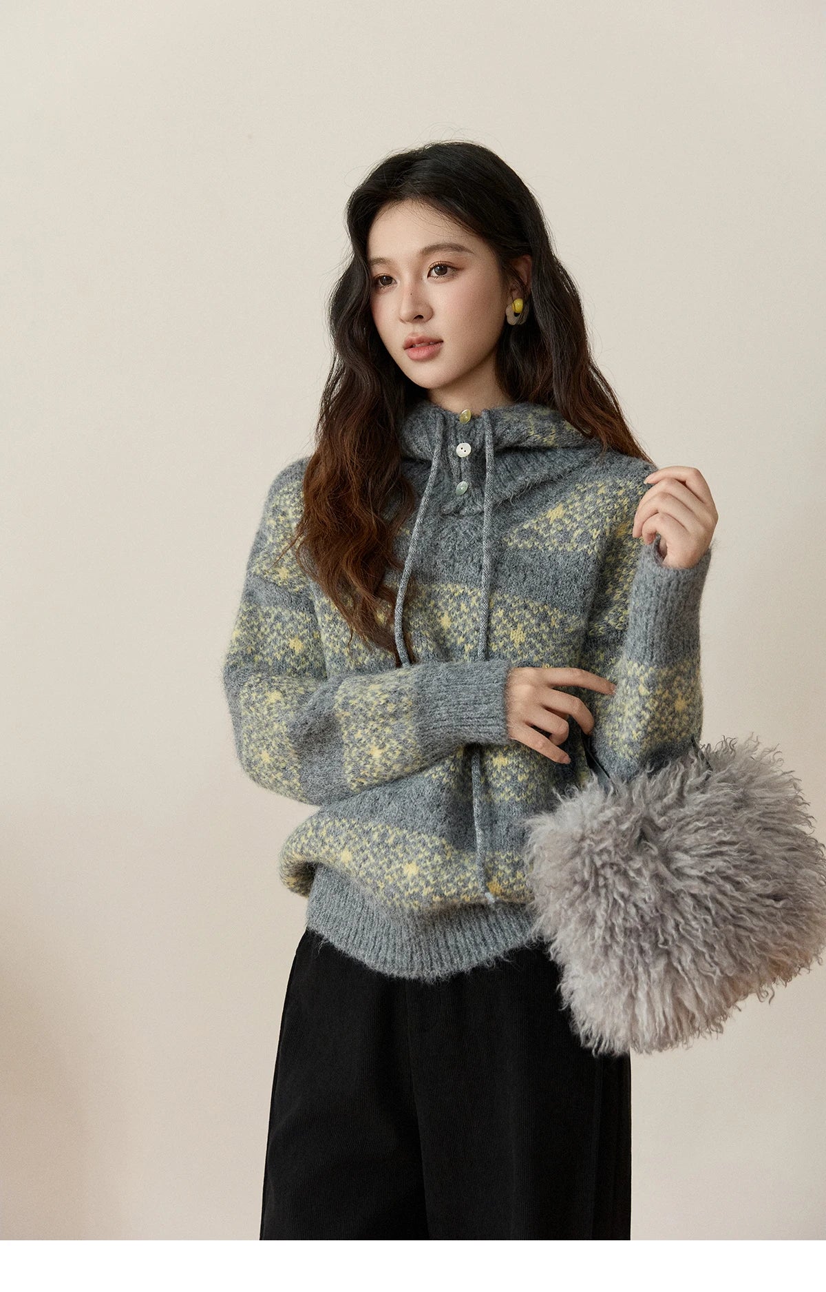 Mishow Fair Isle Removable Hood Sweater MXE94Z2979