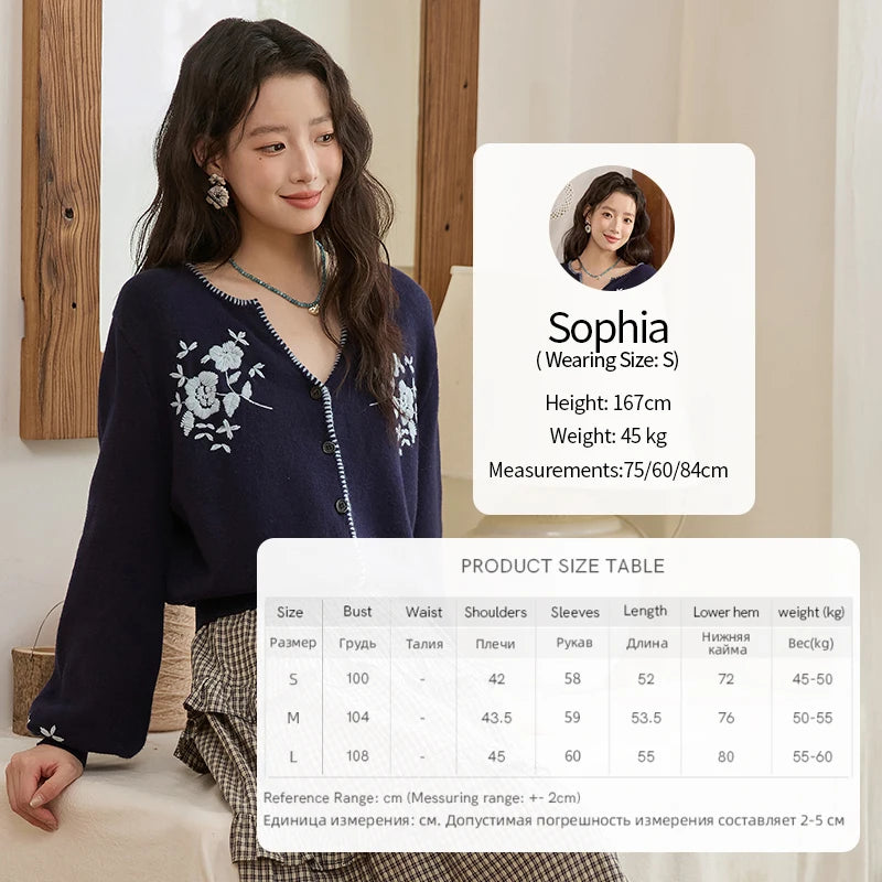 Mishow Dark Blue French Embroidered Cardigan MXE45Z1381