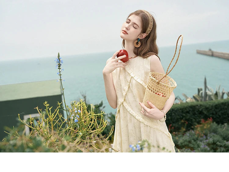 Mishow French Auricularia Edge Lace-Up Vest Dress MXD26L1821