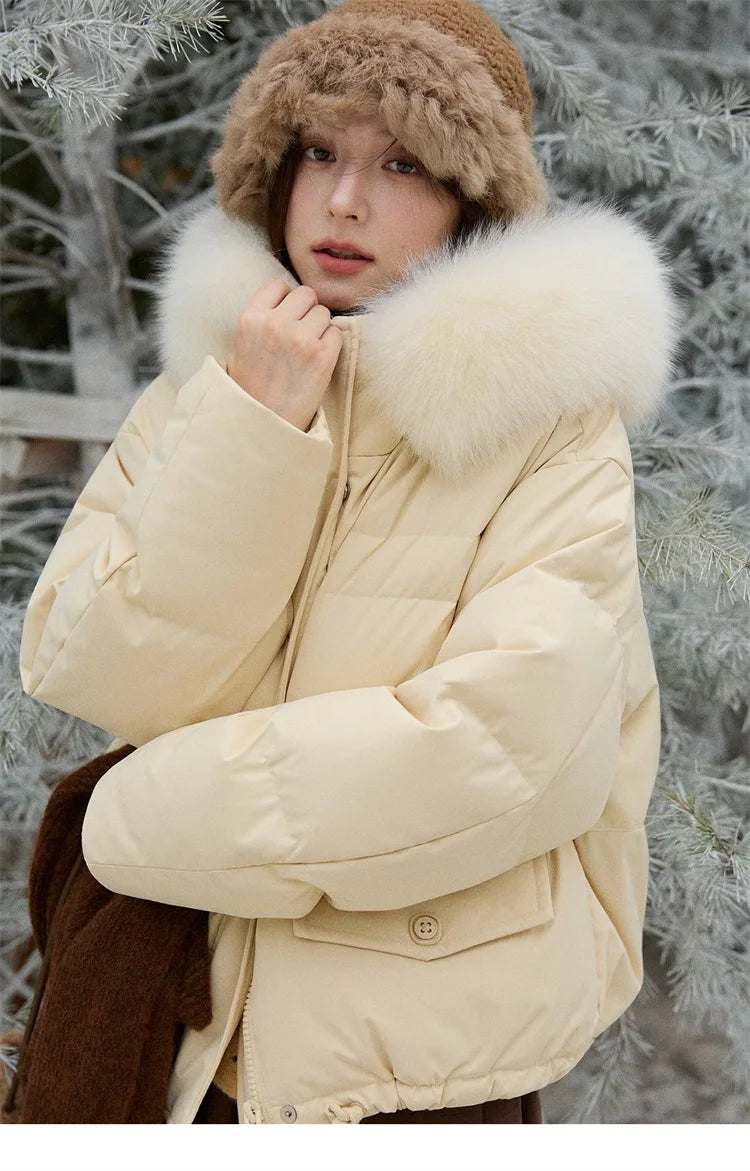 Mishow Short Detachable Fur Collar Down Jacket MXE87Y0084