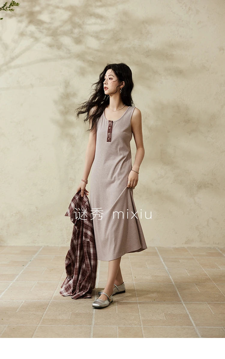 Mishow Plaid Shirt Grey Vest Dress (Separately) MXE13L2093