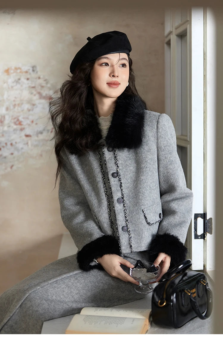 Mishow Short Tweed Jacket & Midi Skirt Set MXD54W0553