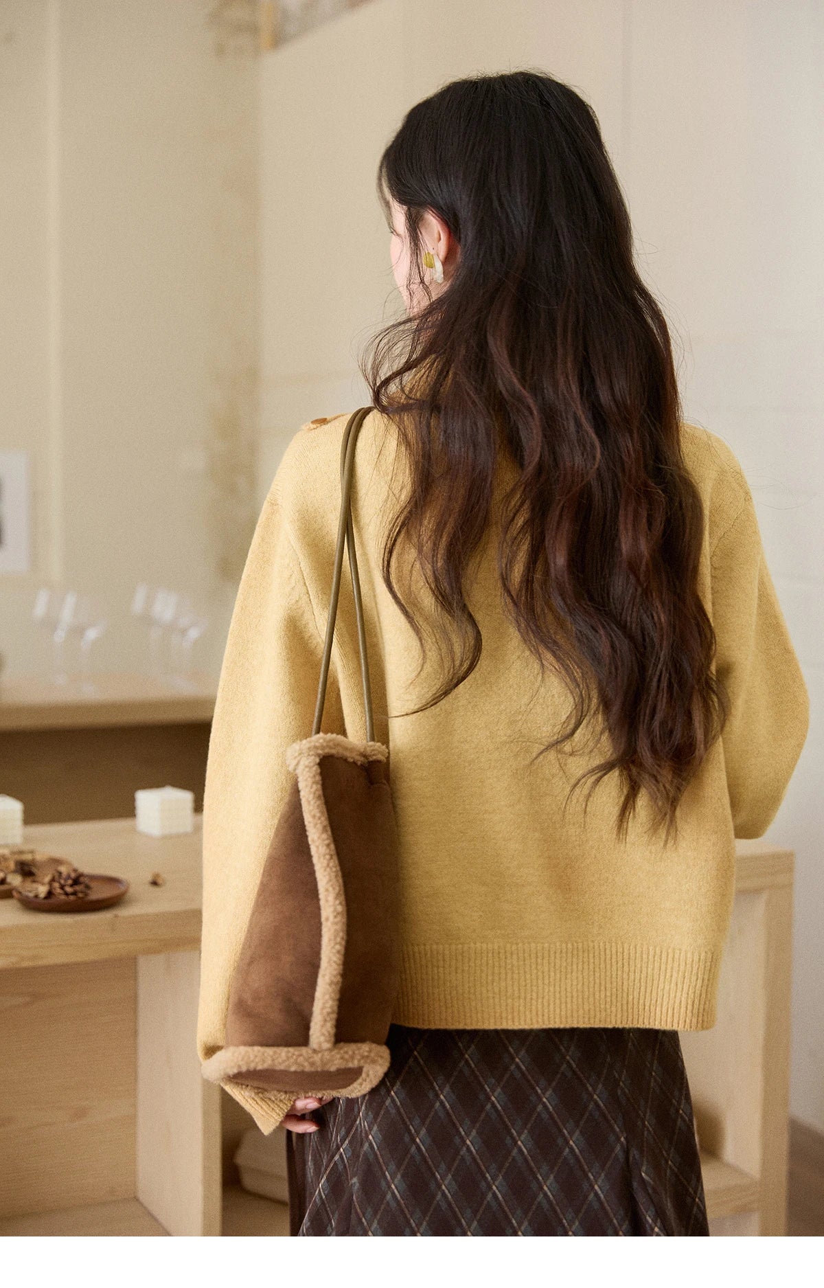 Mishow Mustard Yellow Asymmetric Collar Dropped Sleeve Cardigan MXE93Z2936