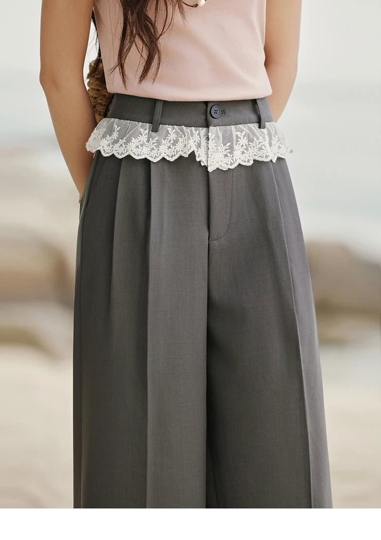 MISHOW Gray High Waist Wide Leg Pants Retro Office MXE32K0921