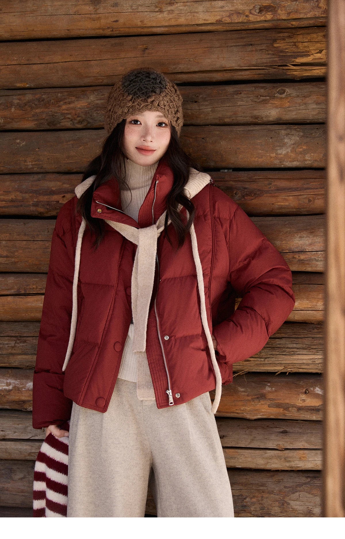 Mishow Christmas Jacquard Hat Down Jacket MXE90Y0086