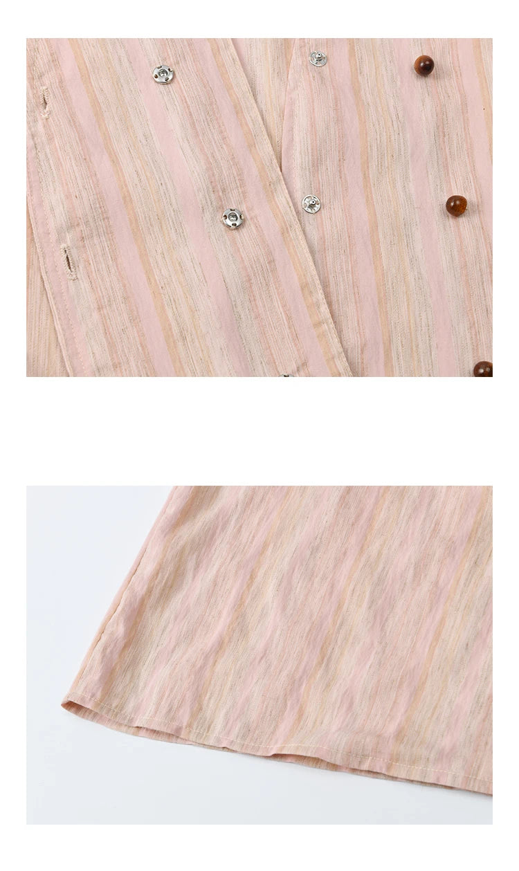 MISHOW Puff Sleeve Striped Shirt Turn-Down Collar Retro MXE37C0808