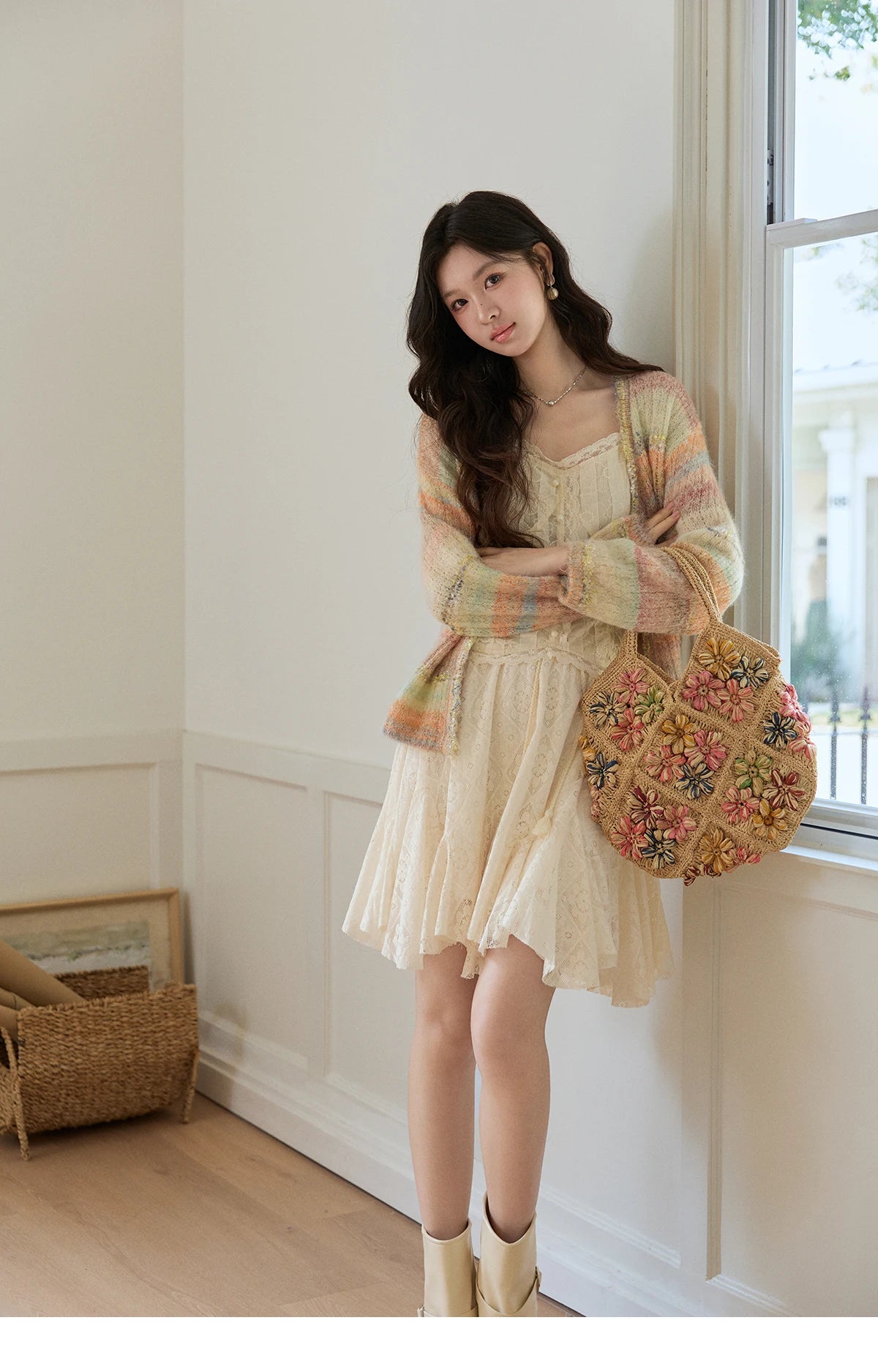 Mishow Gradient Striped V-Neck Rainbow Cardigan MXF13Z3019