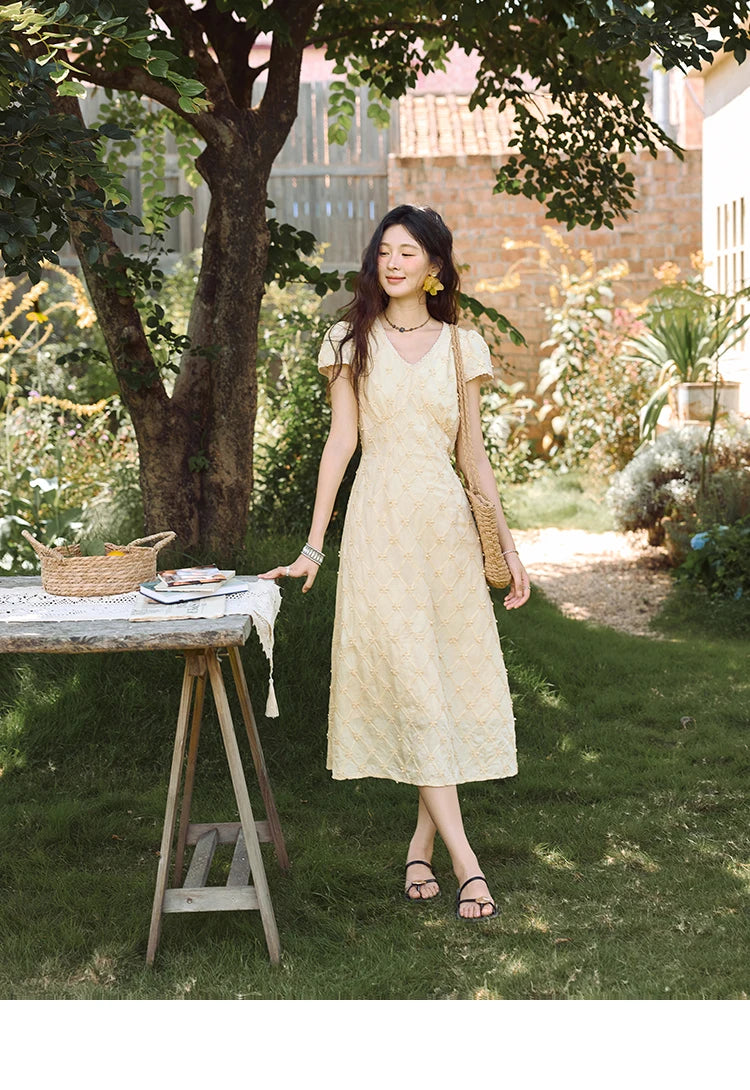 Mishow V-Neck Lace Spliced Embroidery Dress MXE38L2378