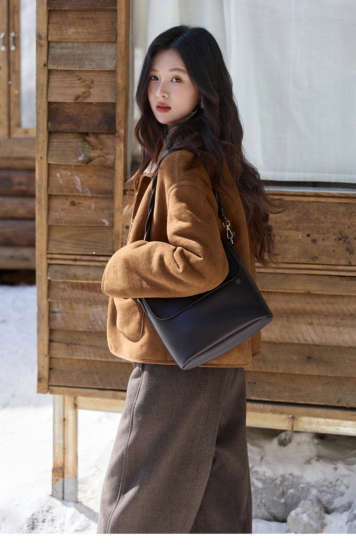 Mishow Brown Reversible Shearling Coat MXE93W1012