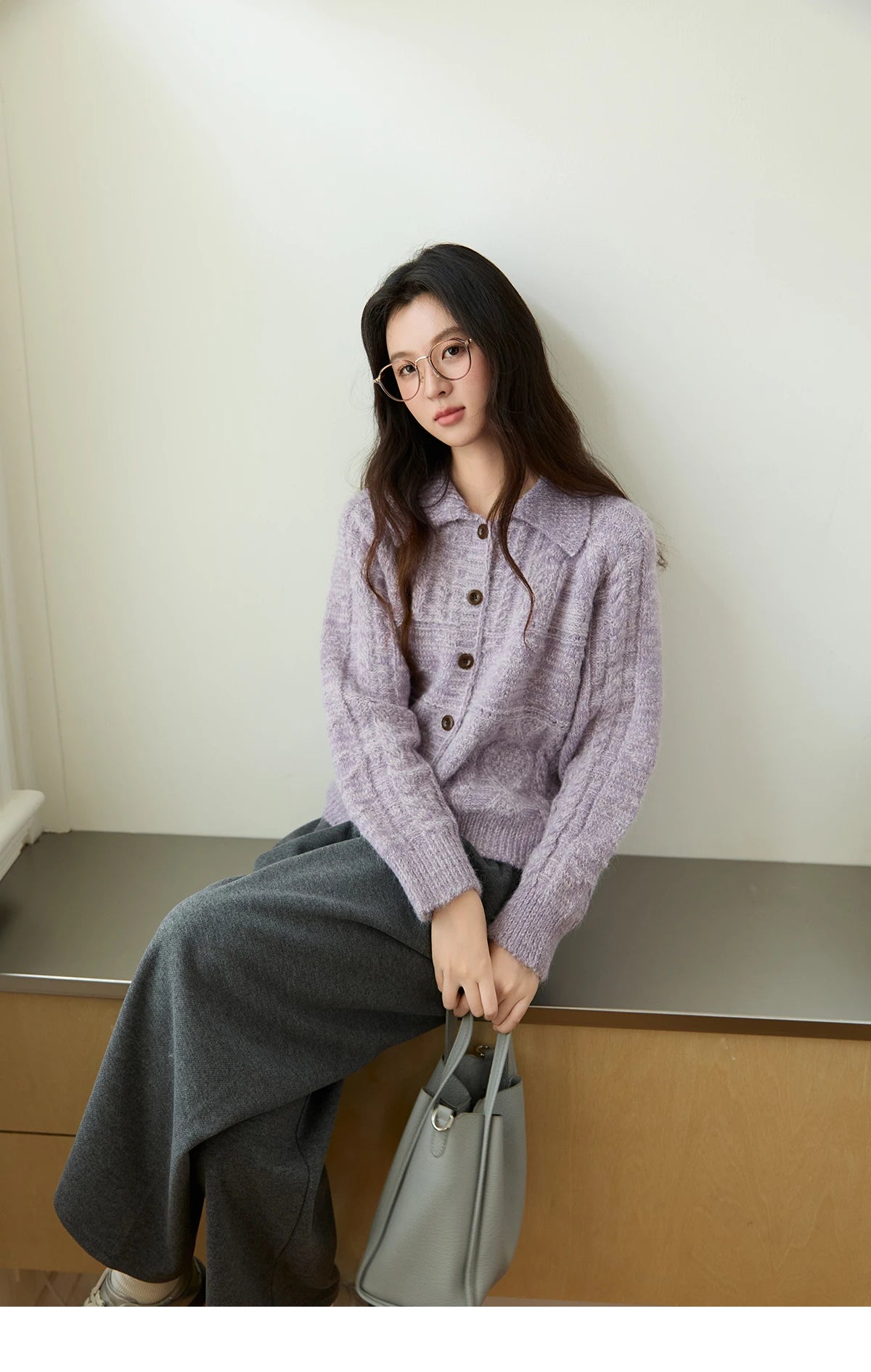 Mishow Simple Turn-Down Collar Knit Cardigan MXE48Z2611
