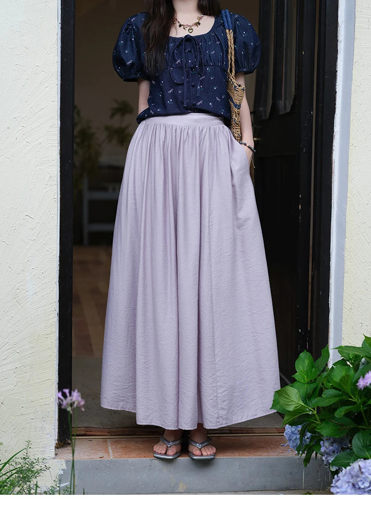 MISHOW Purple Pleated Skirt High Waist Pocket A-LINE MXE39B2366