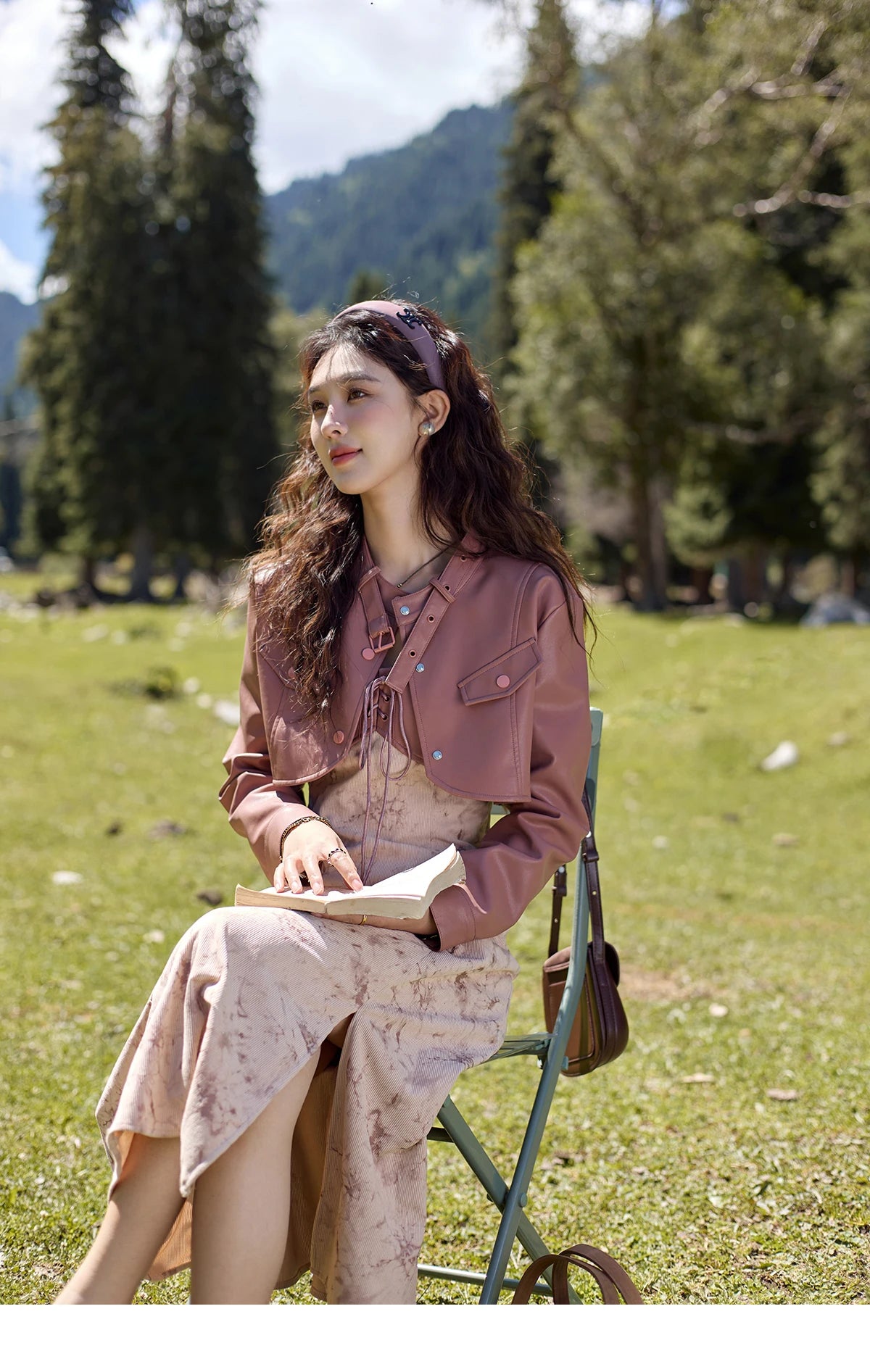 Mishow Leather Patchwork Floral Strap Dress MXD43L2031