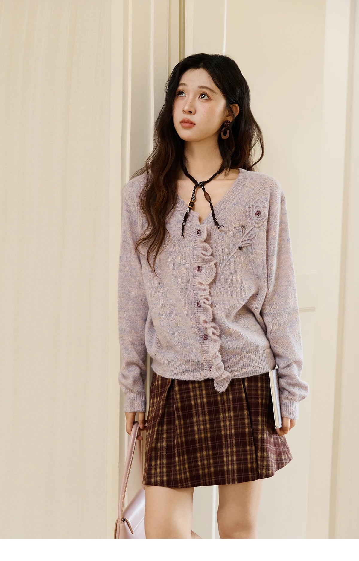 Mishow French Flower Embroidered V-Neck Cardigan MXE47Z2498