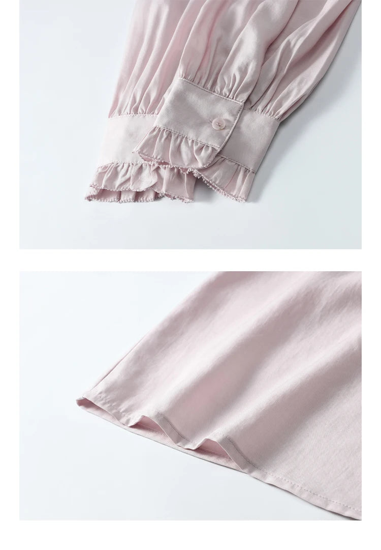 MISHOW French Ribbon Stringy Selvedge Neck Shirt Lyocell MXE13C0383
