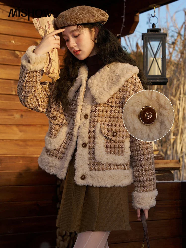 Mishow Houndstooth Padded Cotton Parka MXC54W0137