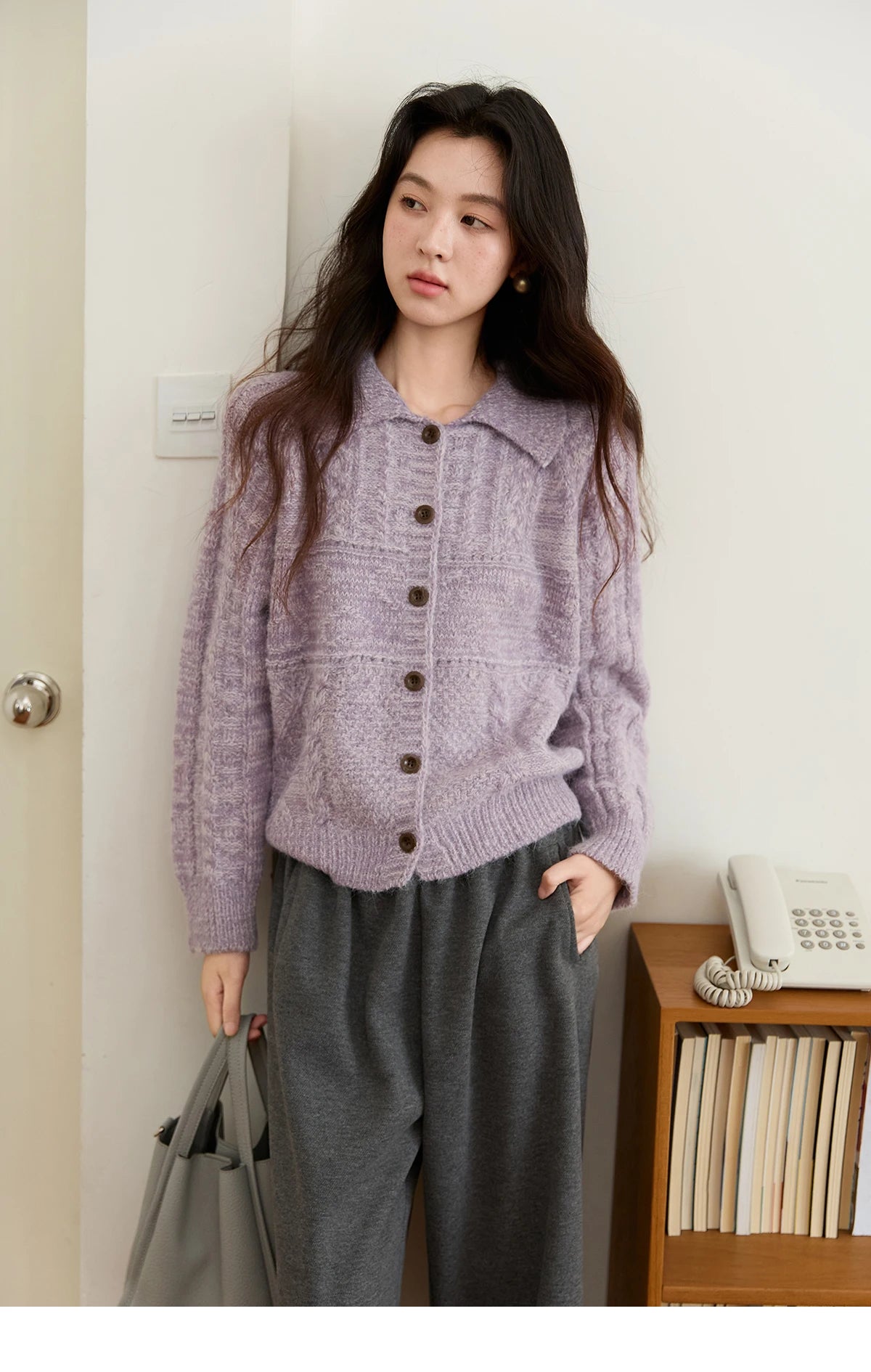 Mishow Simple Turn-Down Collar Knit Cardigan MXE48Z2611