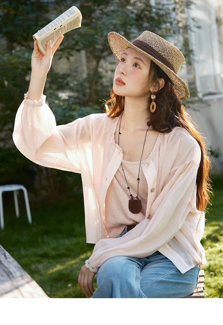 MISHOW Two Piece Shirt Set Tank Top Sunshade Button MXE39T0689