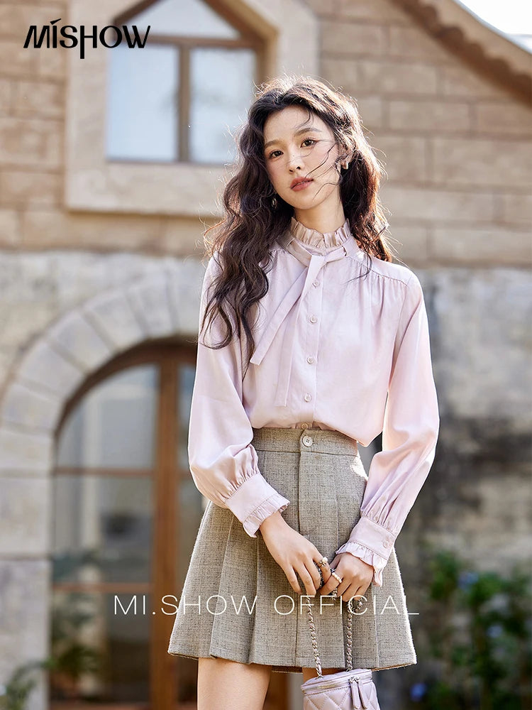 MISHOW French Ribbon Stringy Selvedge Neck Shirt Lyocell MXE13C0383